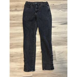 Rock & Republic Size 10 M High Roller Legging Jeans Black/Gray Lacing Stretch